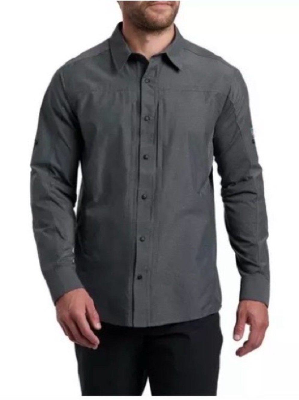 Kuhl Men's SZ L Slate Gray Lightweight Button-Front Hiking Long sleeve shirt.